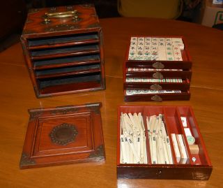 Vintage/antique Chinese Bone - Bamboo Mahjong Set,  Complete,
