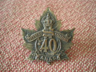 Ww1 Cef 40th Canadian Infantry Battalion (nova Scotia) Officers Collar Badge
