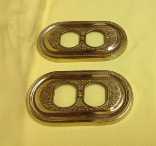 Vintage Ornate Brass Switch Plate/outlet Cover Plate,  Made In Italy,  Set Of 2