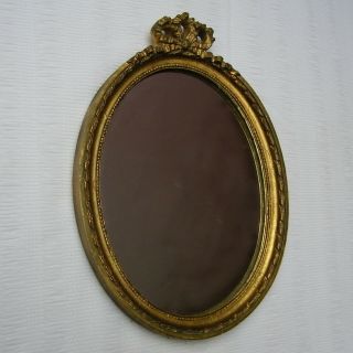 Vintage French Louis Xvi Style Gilded Oval Wall Mirror Gild Frame