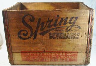 Vintage Advertising Spring Beverages Wood Soda Bottle Box Crate Chicago