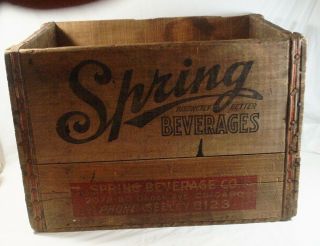 Vintage Advertising Spring Beverages Wood Soda Bottle Box Crate Chicago 2