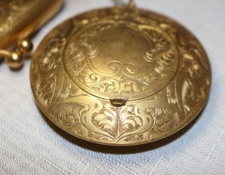 rare antique Victorian 1800 ' s gold gilt E.  A BLISS CO hand chased chatelaine 5