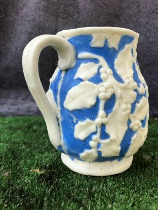 19thC GOTHIC PARIAN PITCHER or JUG WITH GREEN MAN & HOLLY LEAVES c1880s 3