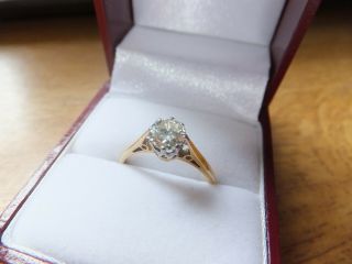 Wonderful Art Deco 18 ct gold / plat diamond Solitaire ring,  0.  85 carat.  wow 6