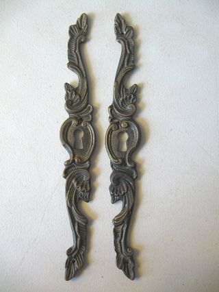(2) Antique / Vintage - - Furniture Keyhole Decorations / Covers - - Solid Brass