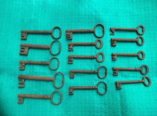 15 Large Antique Vintage Open Barrel Keys For Cabinet,  Cupboard,  Furniture Etc