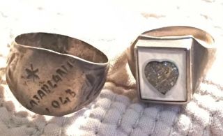 2 Sterling Silver Trench Art Sweetheart Ring Ww2 1940’s Casablanca