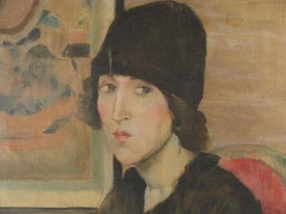 Antique American Impressionist Portrait Flapper Girl Oil Painting 3