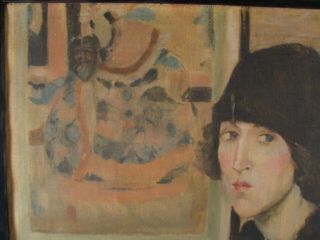 Antique American Impressionist Portrait Flapper Girl Oil Painting 4