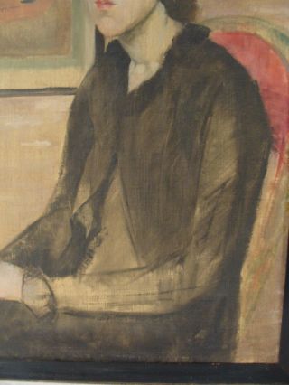 Antique American Impressionist Portrait Flapper Girl Oil Painting 6