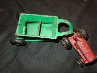 Vintage Arcade Cast Iron Farm Tractor Dump Trailer 8 " 1930s Still Has Sticker