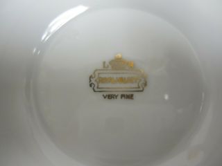 Vtg Royal Halsey Very Fine Porcelain Tea Cup Saucer Pedestal Gold Fruit RARE 6