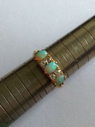 Fine Victorian 18ct Gold Natural Opal & Diamond Set Ring