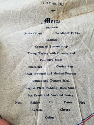 1917 Presidio San Francisco University of California ROTC Dinner Menu 3