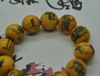 Chinese ancient old bone hand - carved Chinese zodiac bracelet M08 《手链》 3