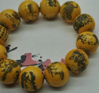 Chinese ancient old bone hand - carved Chinese zodiac bracelet M08 《手链》 4