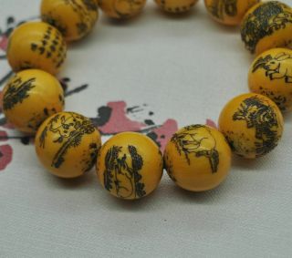 Chinese ancient old bone hand - carved Chinese zodiac bracelet M08 《手链》 5