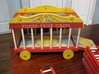 Vintage Fisher Price Wood Circus Train Lion Cage Car