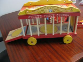 Vintage Fisher Price Wood Circus Train Lion Cage Car 3