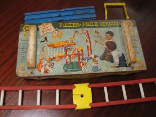 Vintage Fisher Price Wood Circus Train Lion Cage Car 4