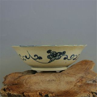 Chinese Old Hand Made Blue And White Porcelain Hand - Painted “寿” Bowl C01
