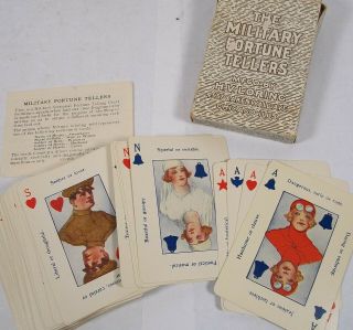 Vtg Military Fortune Tellers Wwi Playing Cards W Box H V Loring Red Cross Army