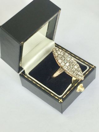 Antique 9ct Statement Dress Ring Set With Old Cut Diamonds Size L - A9325 5