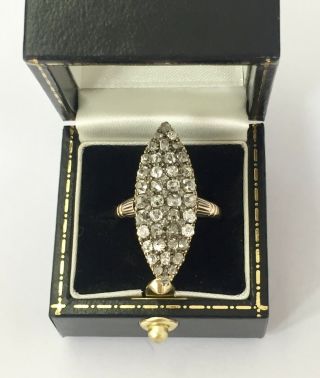 Antique 9ct Statement Dress Ring Set With Old Cut Diamonds Size L - A9325 6