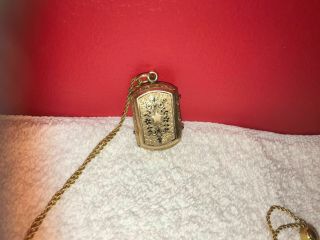 Antique Victorian 14k Yellow Gold Locket Pendant Necklace Circa 1880 