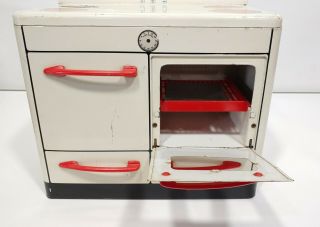 Vintage Mar Toys Tin Metal Play Oven w/Cooking Accessories 7