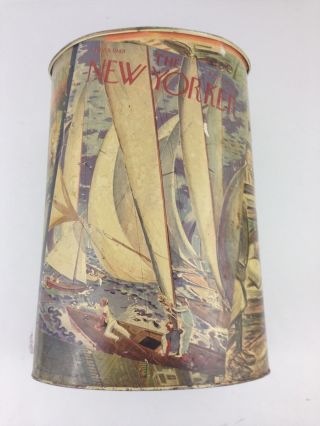Vtg Plymouth Tole The Yorker Sailing Boat Shabby Chic Waste Basket Trash Can