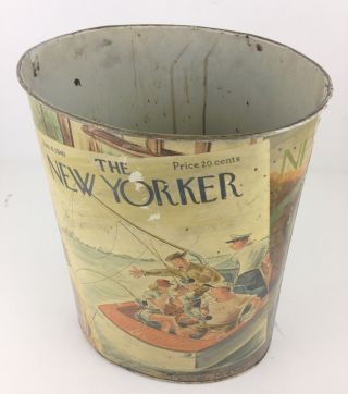 VTG Plymouth Tole THE YORKER Sailing Boat Shabby Chic Waste Basket Trash Can 2