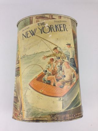 VTG Plymouth Tole THE YORKER Sailing Boat Shabby Chic Waste Basket Trash Can 3