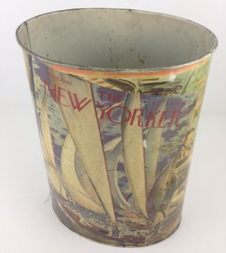 VTG Plymouth Tole THE YORKER Sailing Boat Shabby Chic Waste Basket Trash Can 4