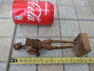 Vintage Spanish Artesania True Wood Hand Carved Don Quixote & Book Statue Figure