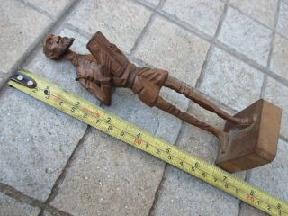 Vintage Spanish Artesania True Wood Hand Carved Don Quixote & Book Statue Figure 2