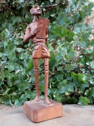 Vintage Spanish Artesania True Wood Hand Carved Don Quixote & Book Statue Figure 4