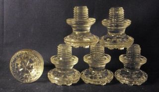Antique Glass Furniture Knobs Matching Set Of 6 Threaded Back
