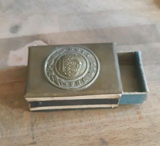 Wwi Gott Mit Uns Brass Match Box,  Same Design As Belt Buckle