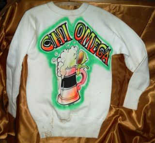 Rare Vintage 1960s Stanley Mouse Hand Airbrushed Shirt Chi Omega Fraternity 3