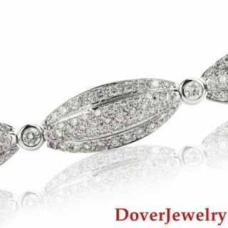 Designer 7.  00ct Diamond 18k White Gold Cluster Link Bracelet 28.  8 Grams Nr