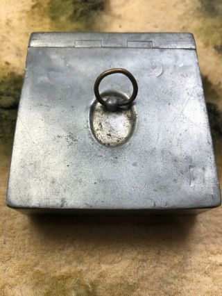 Rare Antique British Army Victorian C.  Mid 1800s Pewter Hinge Snuff Box Military