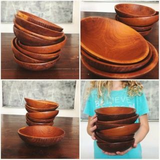 Set Of 8 Vintage Wooden 6in Bowls