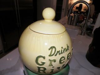 VINTAGE ANTIQUE DRINK GREEN RIVER SYRUP DISPENSER CHICAGO PORCELAIN ART CO 16.  5 