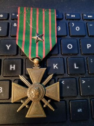 Ww1 1914 - 1918 Croix De Guerre Military Medal With Star - - See Our Ww1 Store