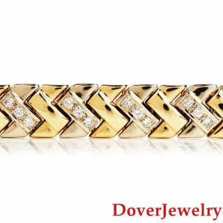 Estate 2.  60ct Diamond 14K Gold Wide Fancy Link Bracelet 36.  3 Grams NR 3