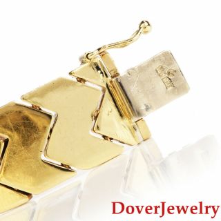 Estate 2.  60ct Diamond 14K Gold Wide Fancy Link Bracelet 36.  3 Grams NR 4