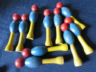 Antique Wood 10 Pin Skittles/bowling Set