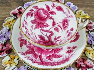 Foley Peony Pattern Magenta Pink Floral Tea Cup And Saucer